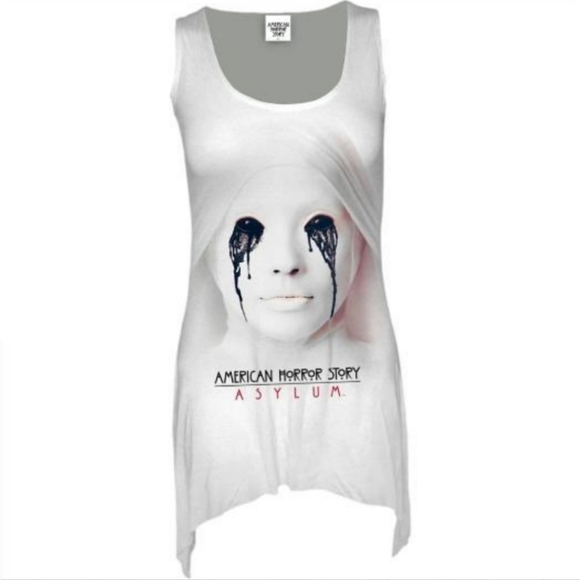 Spiral Direct Vest Dress – AHS Demonic Nun Graphic – Shark Hem – White – Sz S - Picture 2 of 3